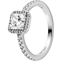 Pandora Square Sparkle Halo Ring - Silver/Transparent