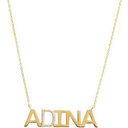 Adina Eden Pave Accented Name Plate Necklace - Gold/Transparent