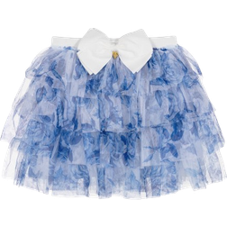 Angel's Face Girl's Snowdrop Tulle Skirt With Flower Print - Blue