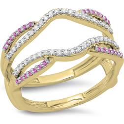 Dazzling Rock Wedding Band Guard Double Ring - Gold/Silver/Diamonds