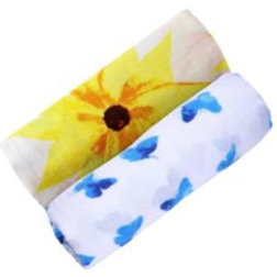 Malabar Organic Swaddle Set 2-pack Glowing Garden Sunflower & Blue Butterfly