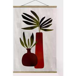 Klebefieber Plants in Red Vases Oak Poster 35x52.5cm