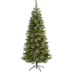 Nearly Natural Mountain Pine White/Green Christmas Tree 72"