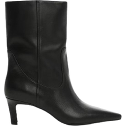 Mango Leather Ankle Boots - Black