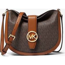 Michael Kors Gabby Small Signature Logo Hobo Crossbody Bag - Brown