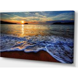 Design Art Peaceful Sandy Beach with Waves Blue Wall Decor 20x12"