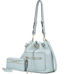 MKF Collection Women's Bucket Bag & Wristlet Wallet - Light Blue