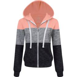 Women's Slim Fit Color Block Hoodie - Pink