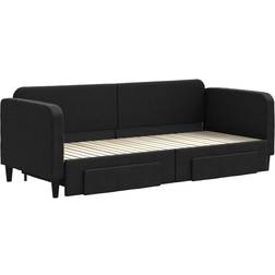 vidaXL Daybed with Extension Black Sofa 223cm 3-Sitzer