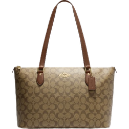 Coach Gallery Tote In Signature Canvas - Gold/Khaki Saddle 2