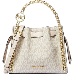 Michael Kors Mina Small Signature Logo Chain Crossbody Bag - Light Creme Multi