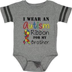 Inktastic I Wear an Autism Ribbon for My Brother Bodysuit - Football Heather/Smoke