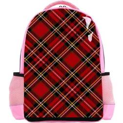 Ownta Christmas Red Plaid Pattern Premium Twill Camping Backpack - Multicolor