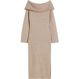 H&M Knitted Off-the-Shoulder Dress - Beige Marl