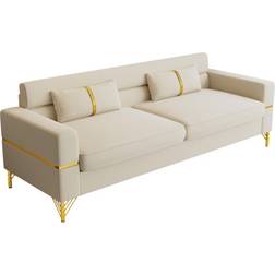 Mercer41 Jonica Beige Sofa 86.2" 3 Seater