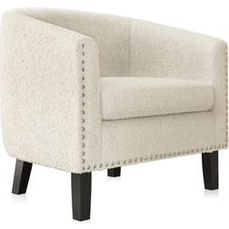 Belleze Accent Barrel White Armchair 28"