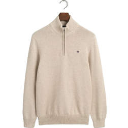 Gant Casual Cotton Half-Zip Sweater - Light Beige Melange