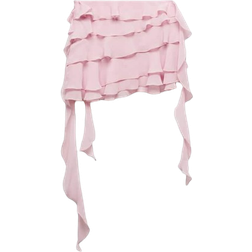 Mango Ruffled Chiffon Skirt - Pale Pink