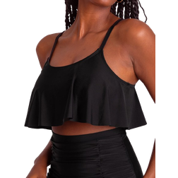 Shapermint Essentials Swim Ruffled Bikini Top - Black