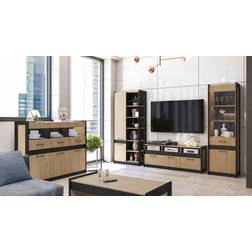 Nemen Living Room Set Stanley Oak/Black Fernsehschrank 153x121cm 5Stk.