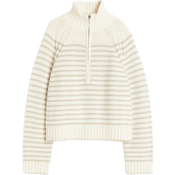 H&M Zip Pullover - Cream/Beige Striped