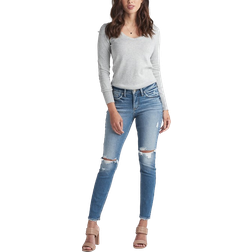 Silver Jeans Suki Mid Rise Skinny Jeans - Medium Indigo