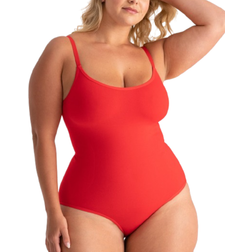 Shapermint Essentials All Day Every Day Scoop Neck Bodysuit - Racing Red