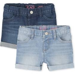 The Children's Place Toddler Roll Cuff Denim Shortie Shorts 2-pack - Miley Wash