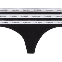 Calvin Klein Women's Logo Waistband Thong 3-pack - Black