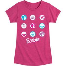 Barbie Original Icons in Circle Grid Raglan Graphic T-shirt - Heather Fuchsia