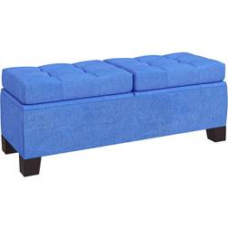 Homcom Upholstered Dark Blue Storage Bench 45.8x18.5"