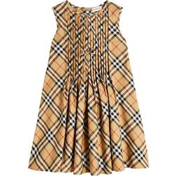 Burberry Kid's Check Stretch Cotton Dress - Archive Beige (80784061)