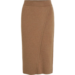 Vila High Waist knit Pencil Skirt - Toasted Coconut