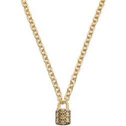 Coach Quilted Padlock Chain Necklace - Gold/Transparent