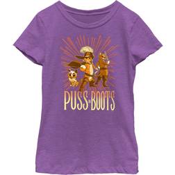 Fifth Sun Kid's Puss in Boots The Last Wish Character Poster T-shirt - Purple Berry