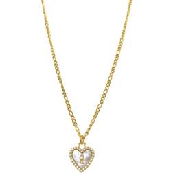 Adornia Heart & Key Necklace - Gold/Transparent/Pearls