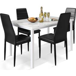 AWQM Faux Marble White/Black Dining Set 29.9x47.9" 5