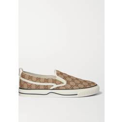 Gucci Tennis 1977 Monogrammed Canvas Slip-On Sneakers Men Neutrals