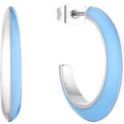 s.Oliver Creole Hoop Earrings - Silver/Blue