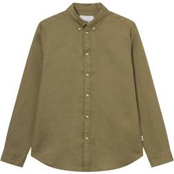 Les Deux Kristian Linen B.D. Shirt - Surplus Green