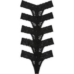 Victoria's Secret 5-Pack Lace Thong Panties - Black