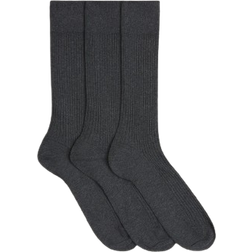 ASKET The Ribbed Cotton Socks 3-pack - Charcoal Melange