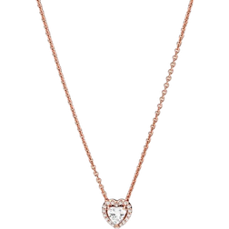 Pandora Sparkling Heart Collier Necklace - Rose Gold/Transparent