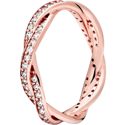 Pandora Sparkling Twisted Lines Ring - Rose Gold/Transparent