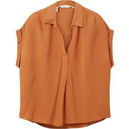 Tom Tailor Women's Crinkle Structure Blouse - Terracotta Brown