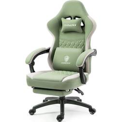 Dowinx Gaming Chair Breathable Fabric Computer Chair with Pocket Spring Cushion, Comfortable Office Chair with Gel Pad and Storage Bag,Massage Game Chair with Footrest - Green