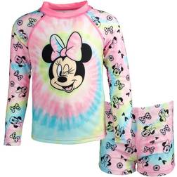 Disney Girl's Minnie Mouse Rash Guard Swim Shorts Set - Pink