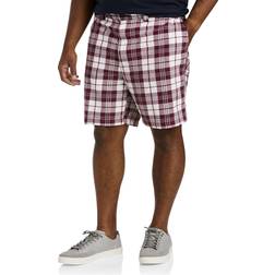 DXL Big and Tall Essentials Plaid Shorts - Burgundy Multi