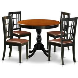 East West Furniture AMNI5-BCH-LC Black/Brown Dining Set 36" 5