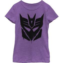Transformers Girl's Decepticon Graffiti Logo Graphic Tee - Purple Berry